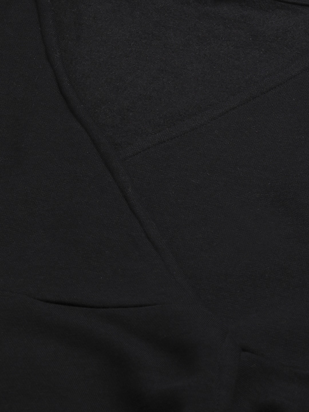 Women's Plus SizeBlack Solid Color Tie-Up Longline Winter Top
