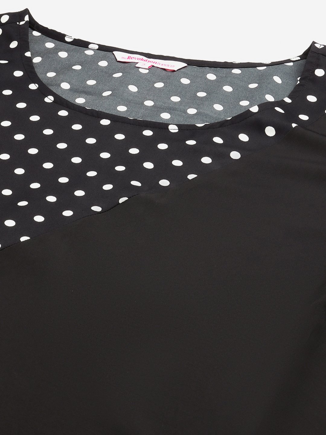 Women's Plus SizeBlack & White Polka Dot Printed Crepe A-Line Midi Dress