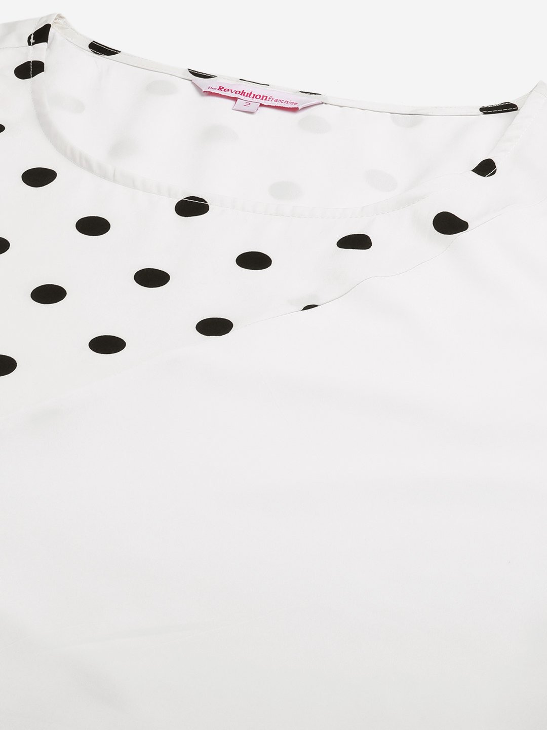 Women's Plus SizeWhite & Black Polka Dot Printed Crepe A-Line Midi Dress