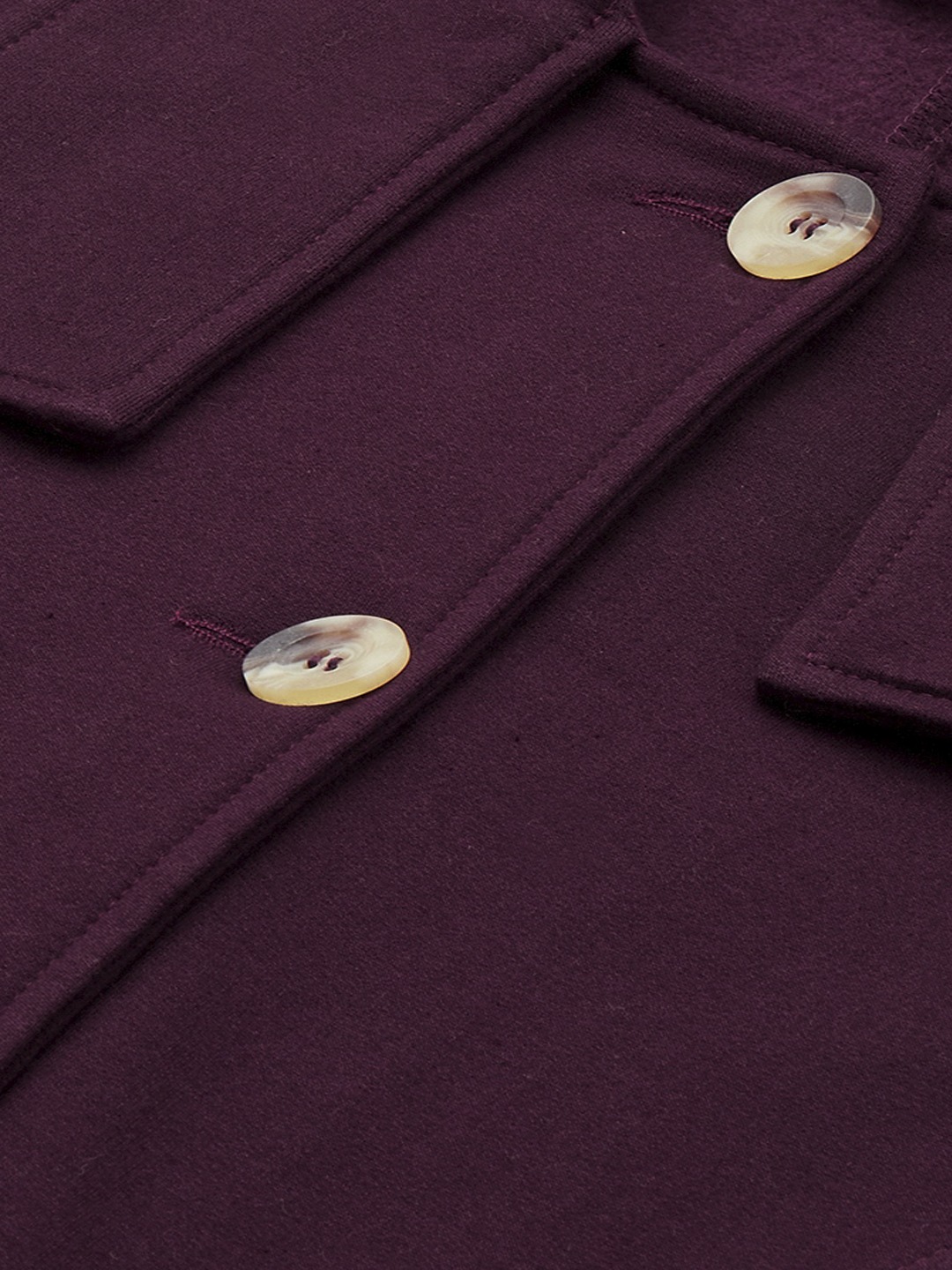 Women's Plus SizePlum Solid Color Longline Coat