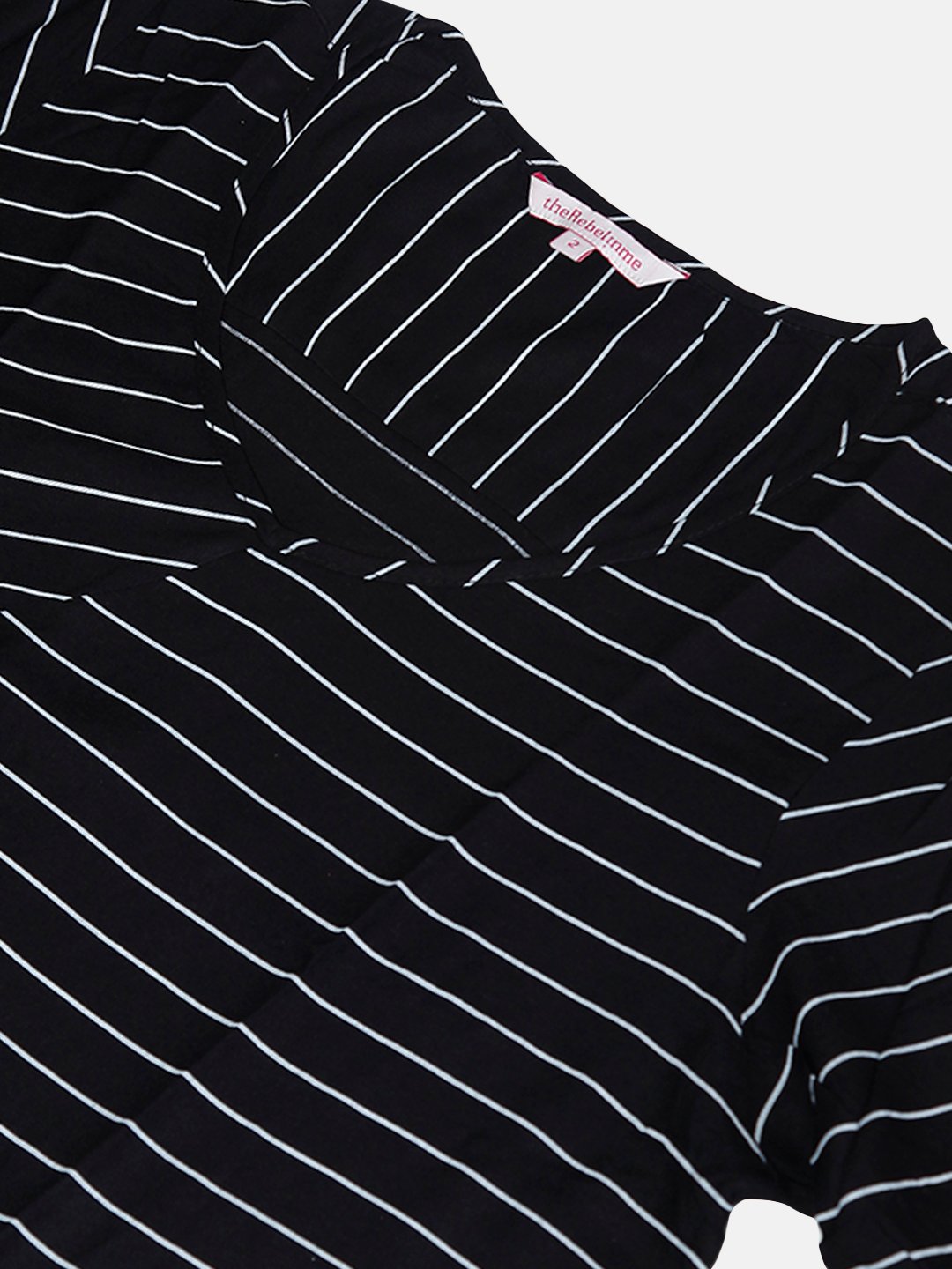 Women's Plus Size Black & White Striped V-Neck Top