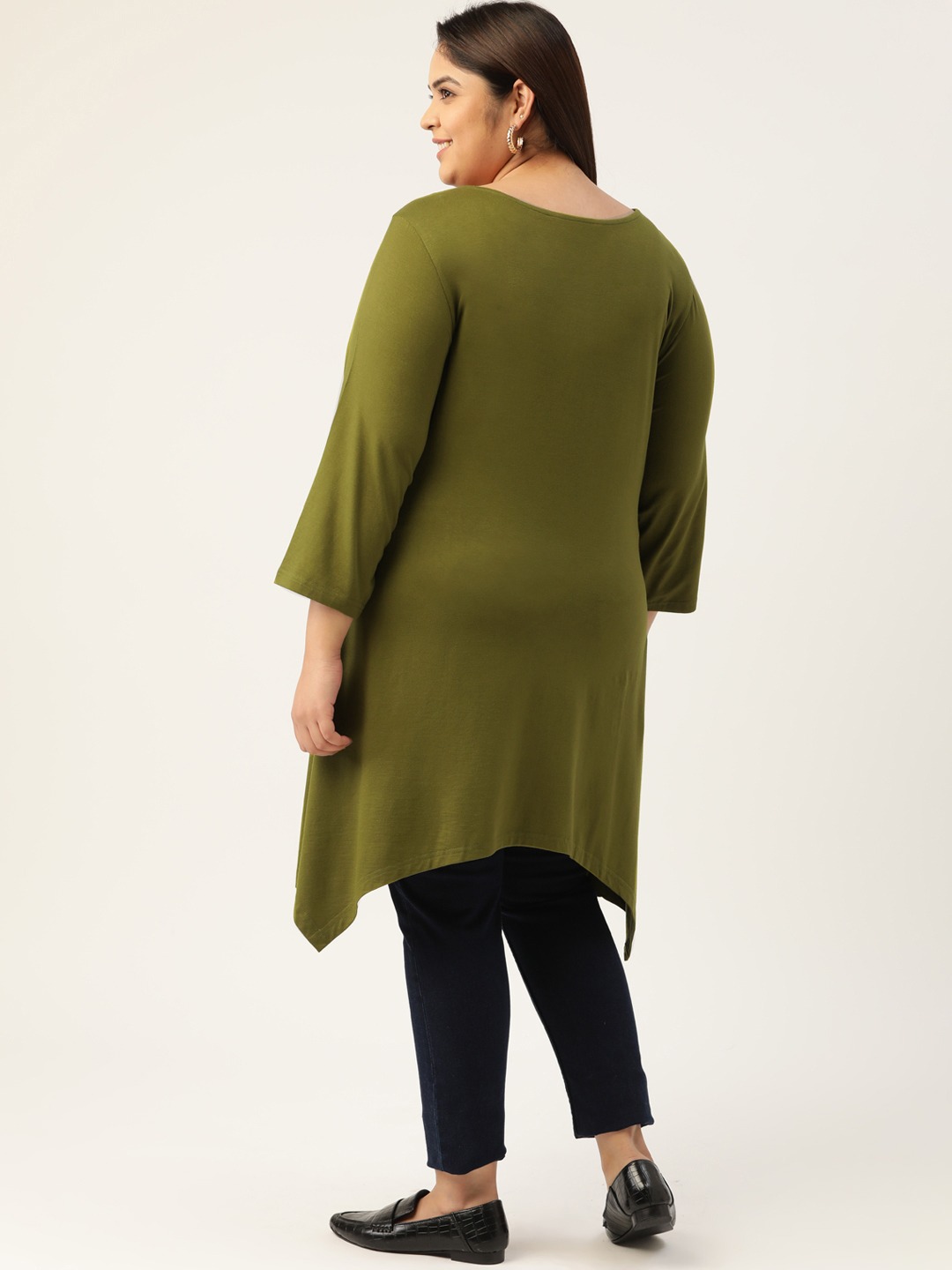 Women's Plus Size Fern Solid Color Longline Top