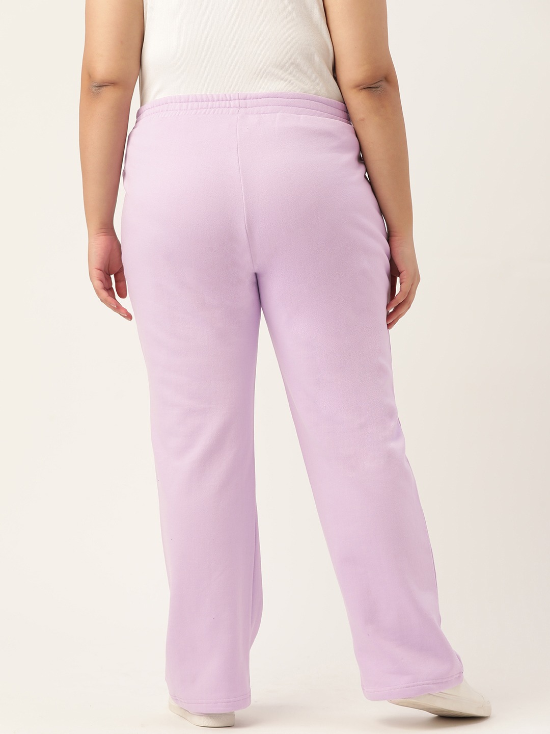 Women's Plus Size Lilac Solid Color elasticated Trouser