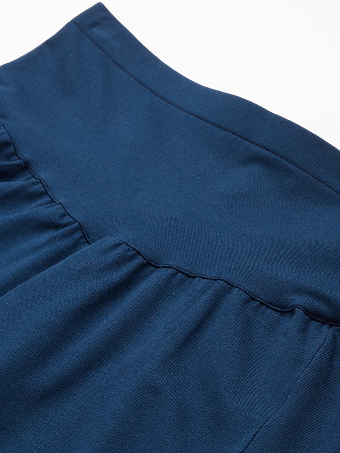 Women's Plus Size Ink Blue Solid Color Relaxed High-Rise Trousers