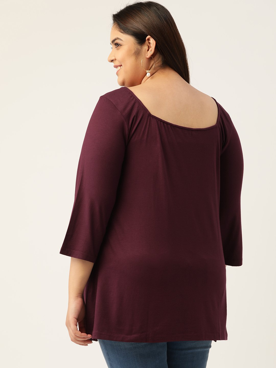 theRebelinme Plus Size Purple Solid Color Longline Top