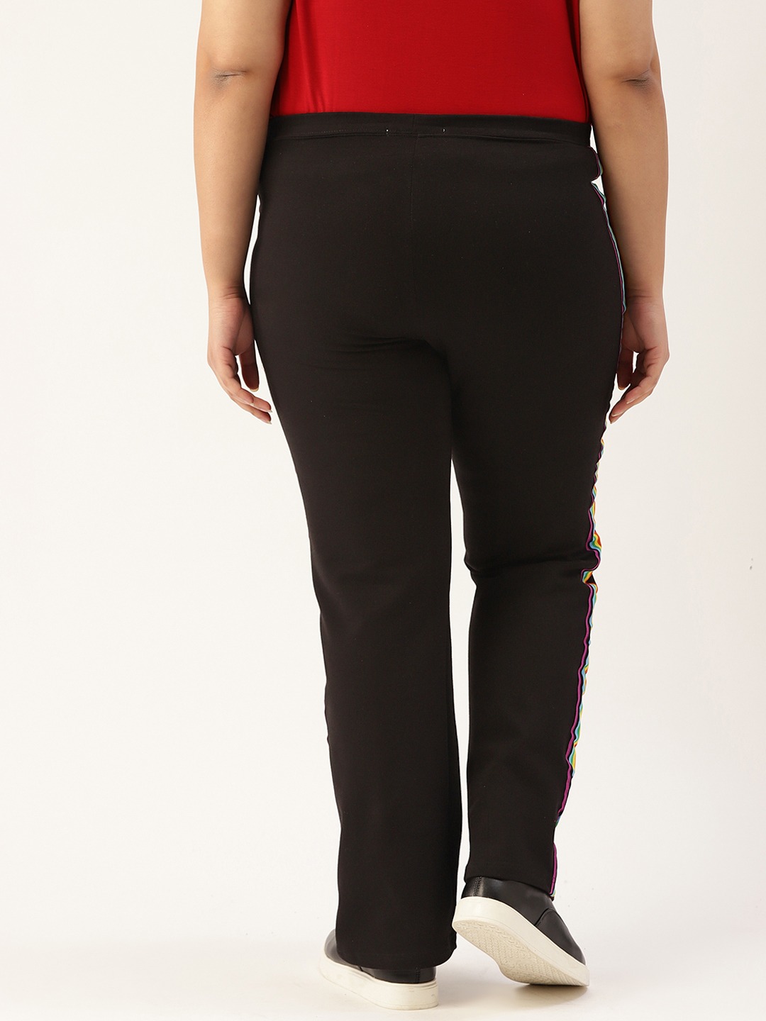Women's Plus Size Black Solid Color Straight Fit Trouser