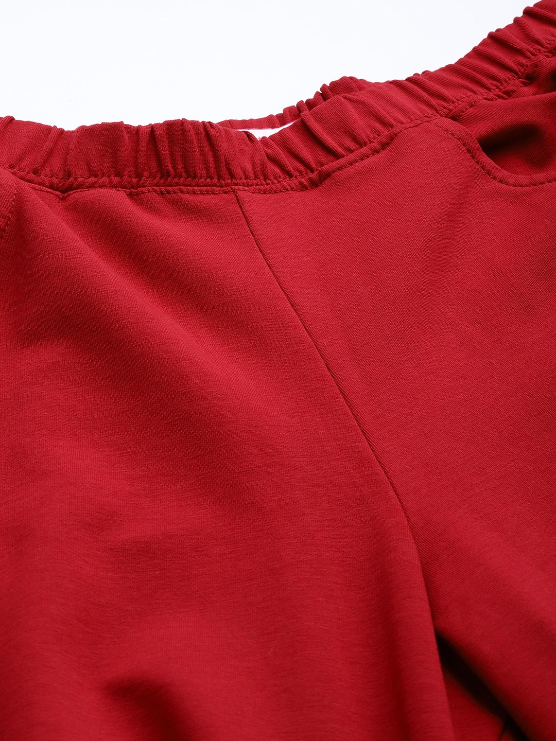 Women's Plus Size Maroon Solid Color Straight Fit Trouser