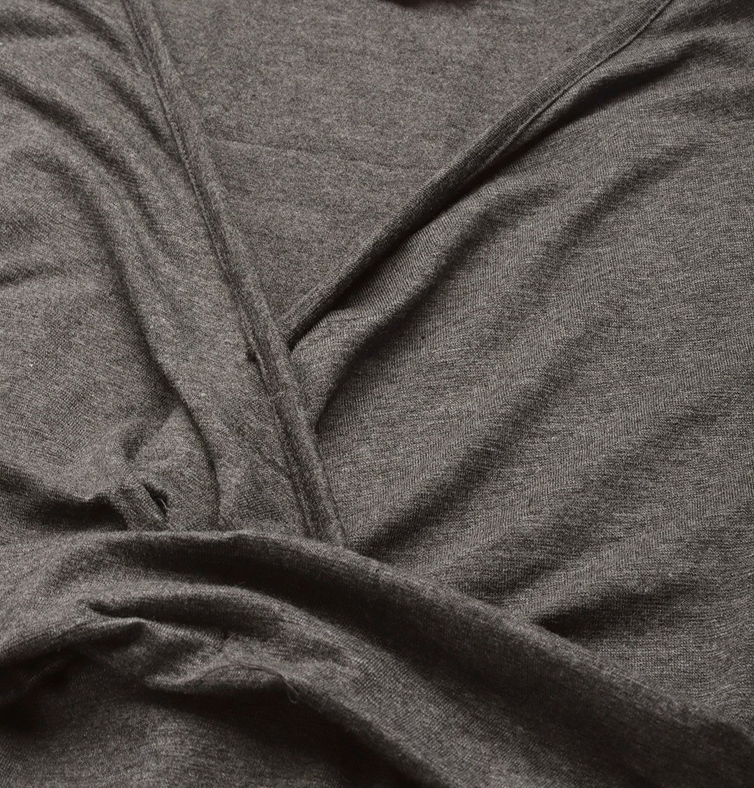 Women's Plus Size Charcoal Grey Solid Color Front-Gathered Longline Top