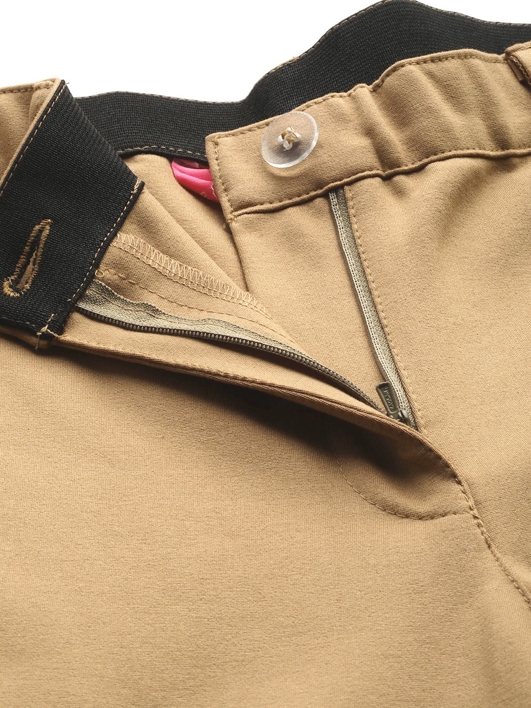 Women's Plus Size Beige Solid Color Elasticated Flared Capri