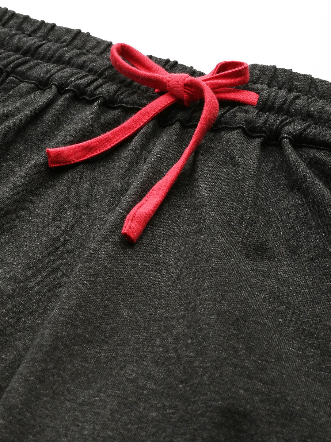 Women's Plus Size Charcoal Grey Solid Color Cotton Shorts with Contrast Color Piping
