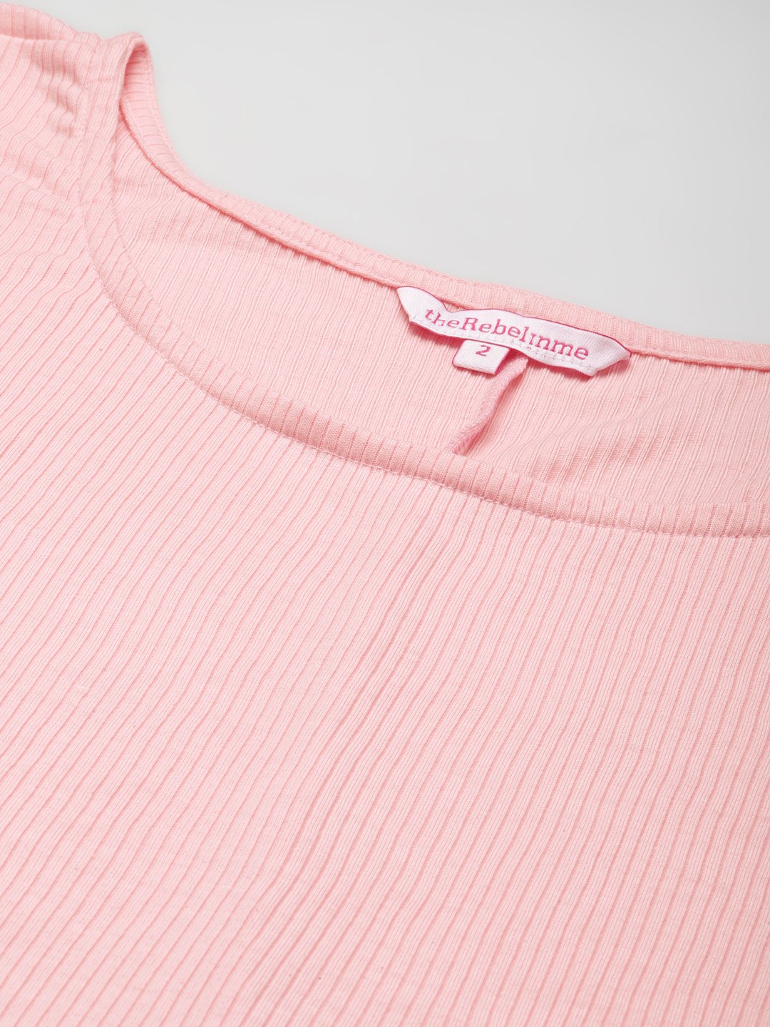 Women's Plus Size Pink Solid Color Cotton Knitted Blouson Top