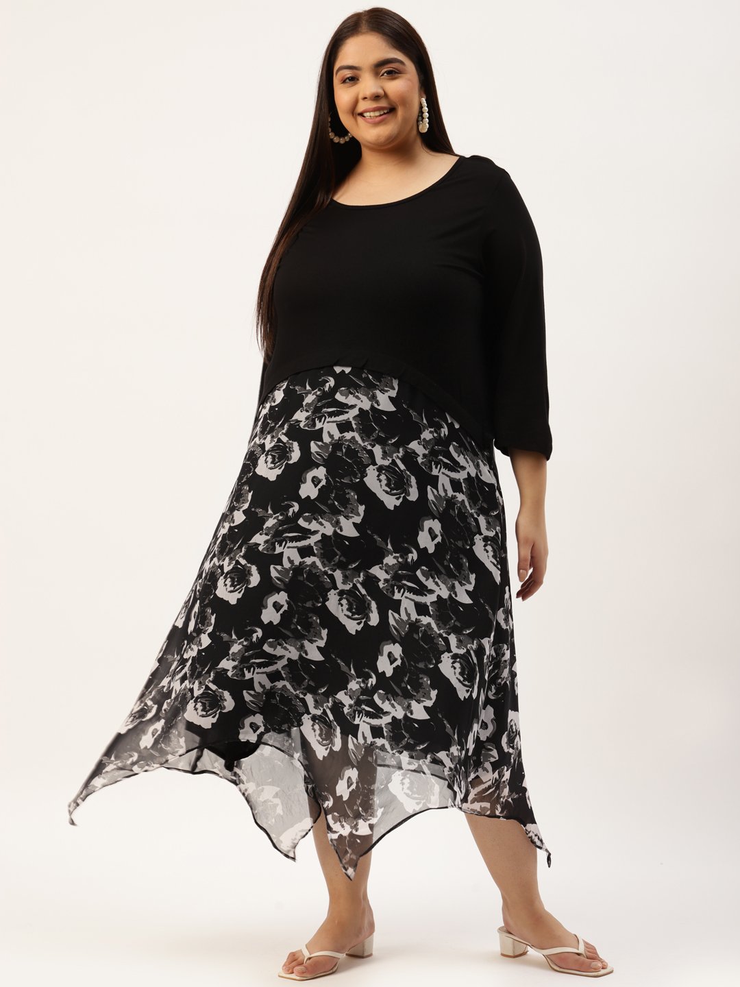 Women's Plus Size Black Solid Color & Off
