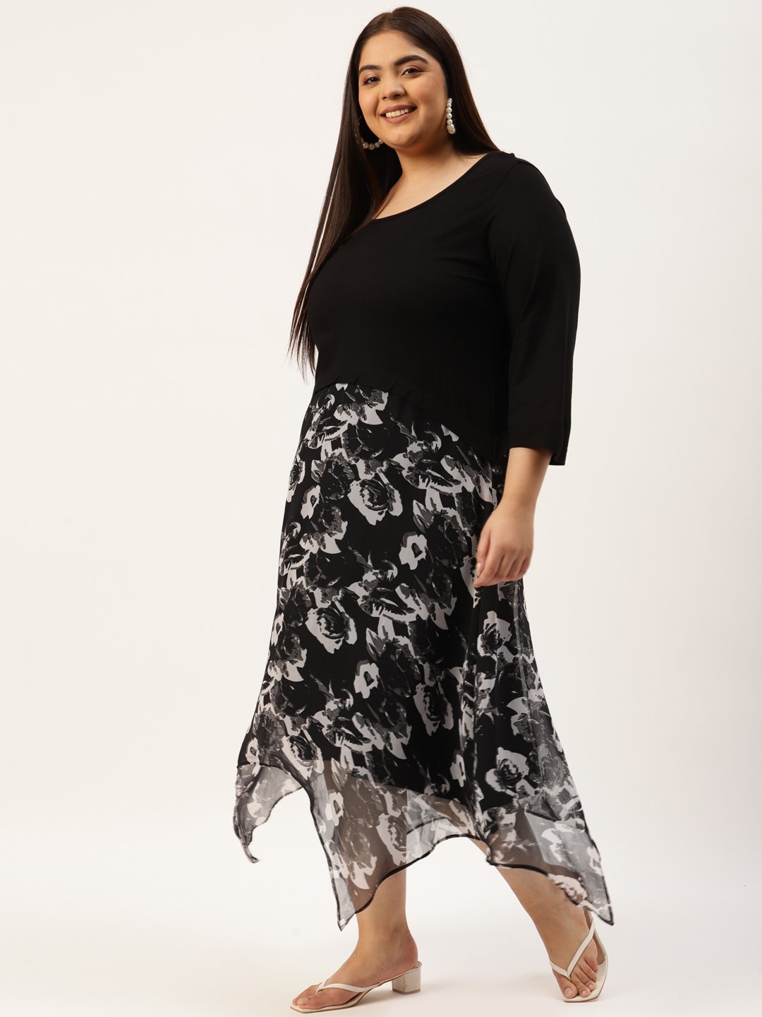 Women's Plus Size Black Solid Color & Off