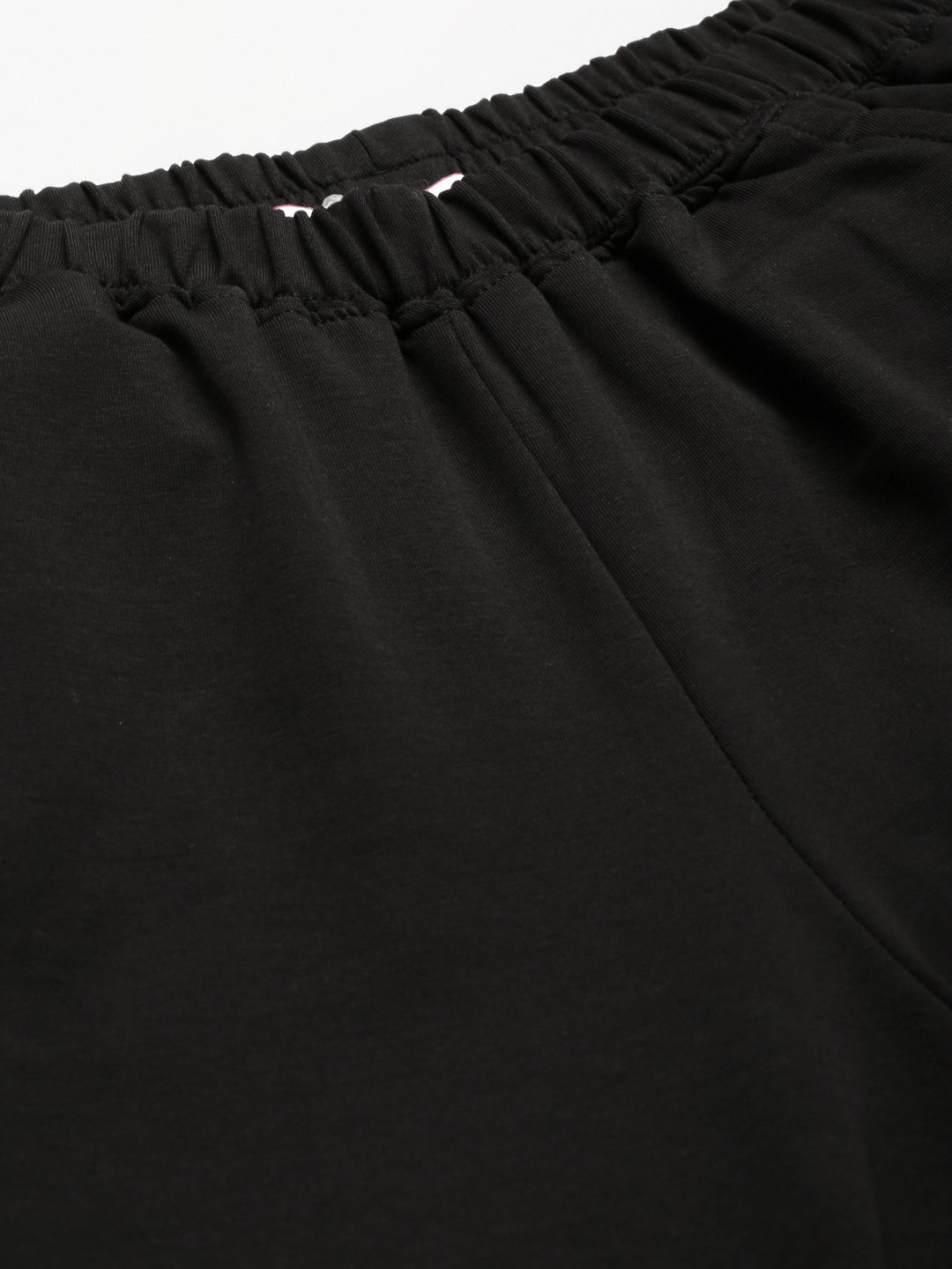Women's Plus SizeBlack Solid Color Straight Fit Knitted Capri