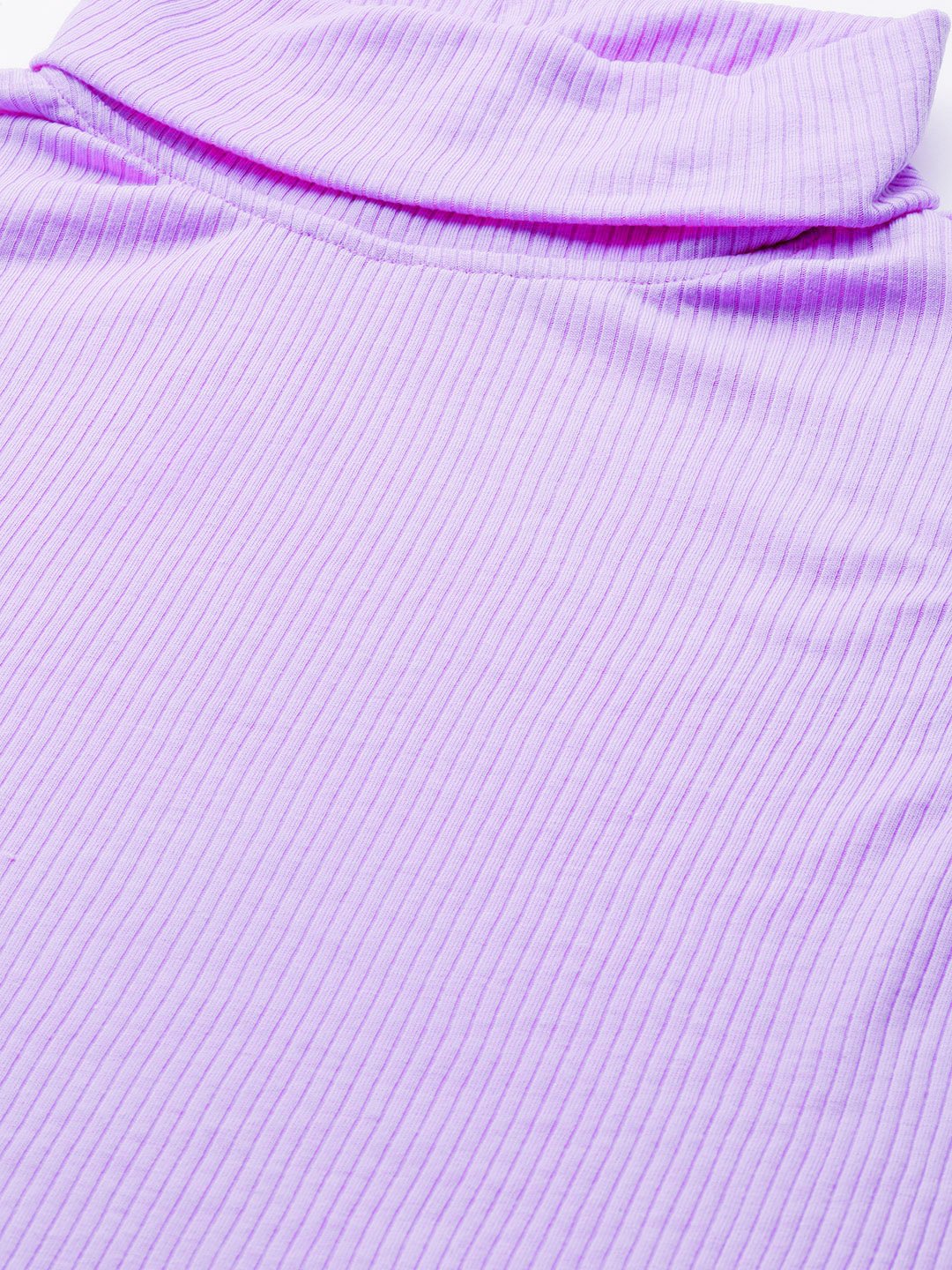 Women's Plus Size Lilac Solid Color Cotton Ribbed Top