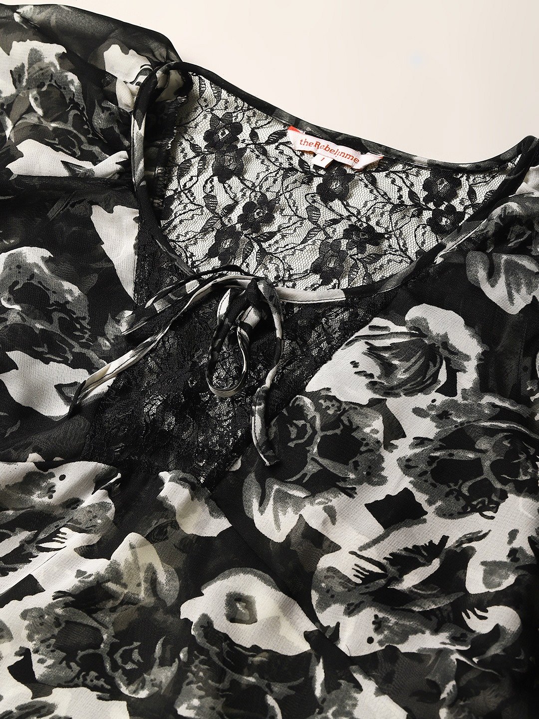 Women's Plus Size Black Rose Floral Print Party Wear Top