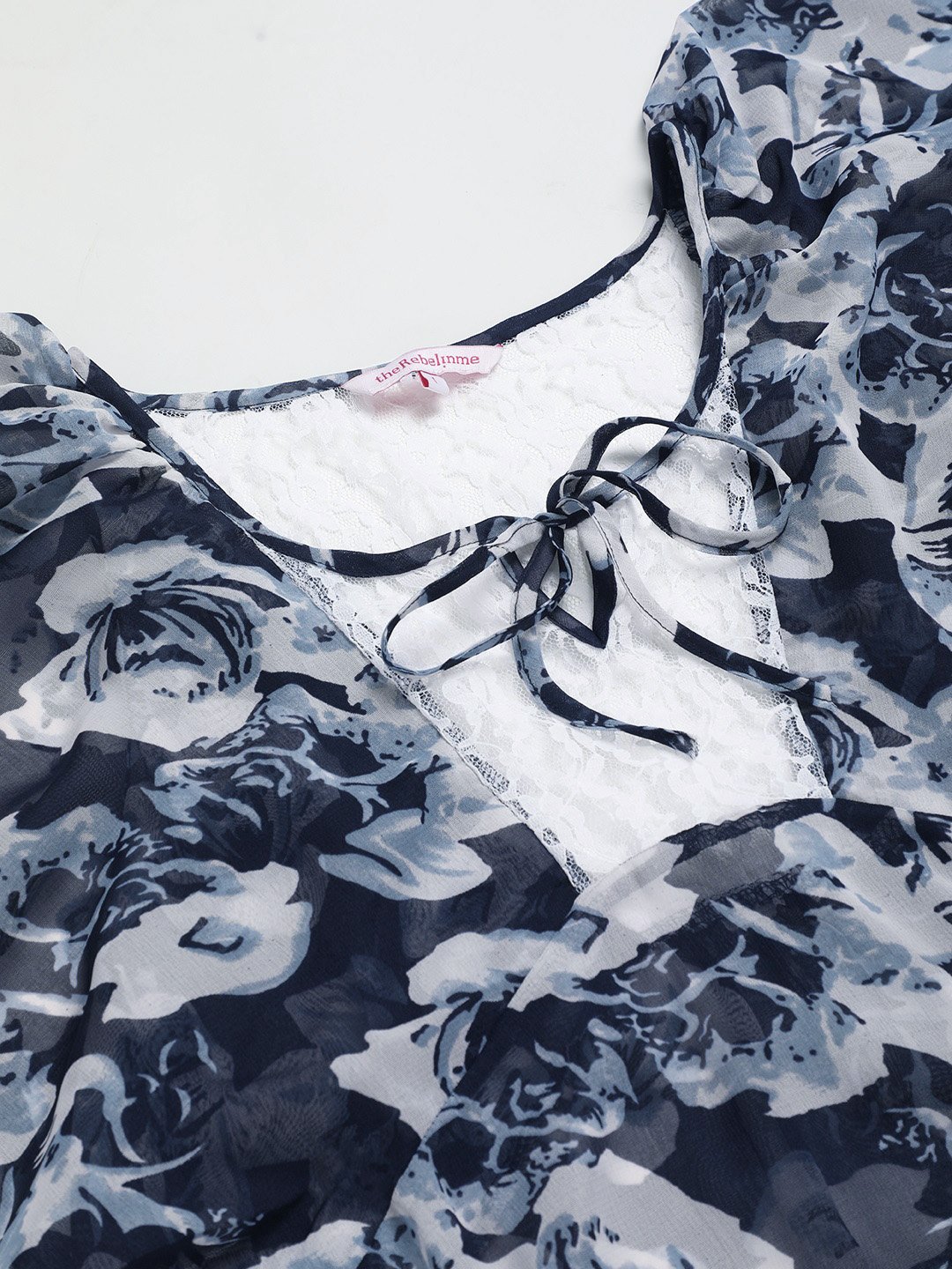 Women's Plus Size Navy Rose Floral Print Party Wear Top