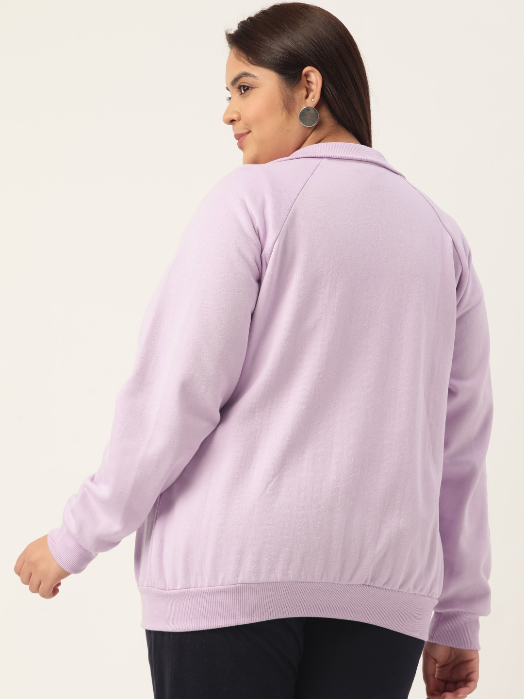Women's Plus Size Lilac Solid Color Longline Sporty Winter Jacket