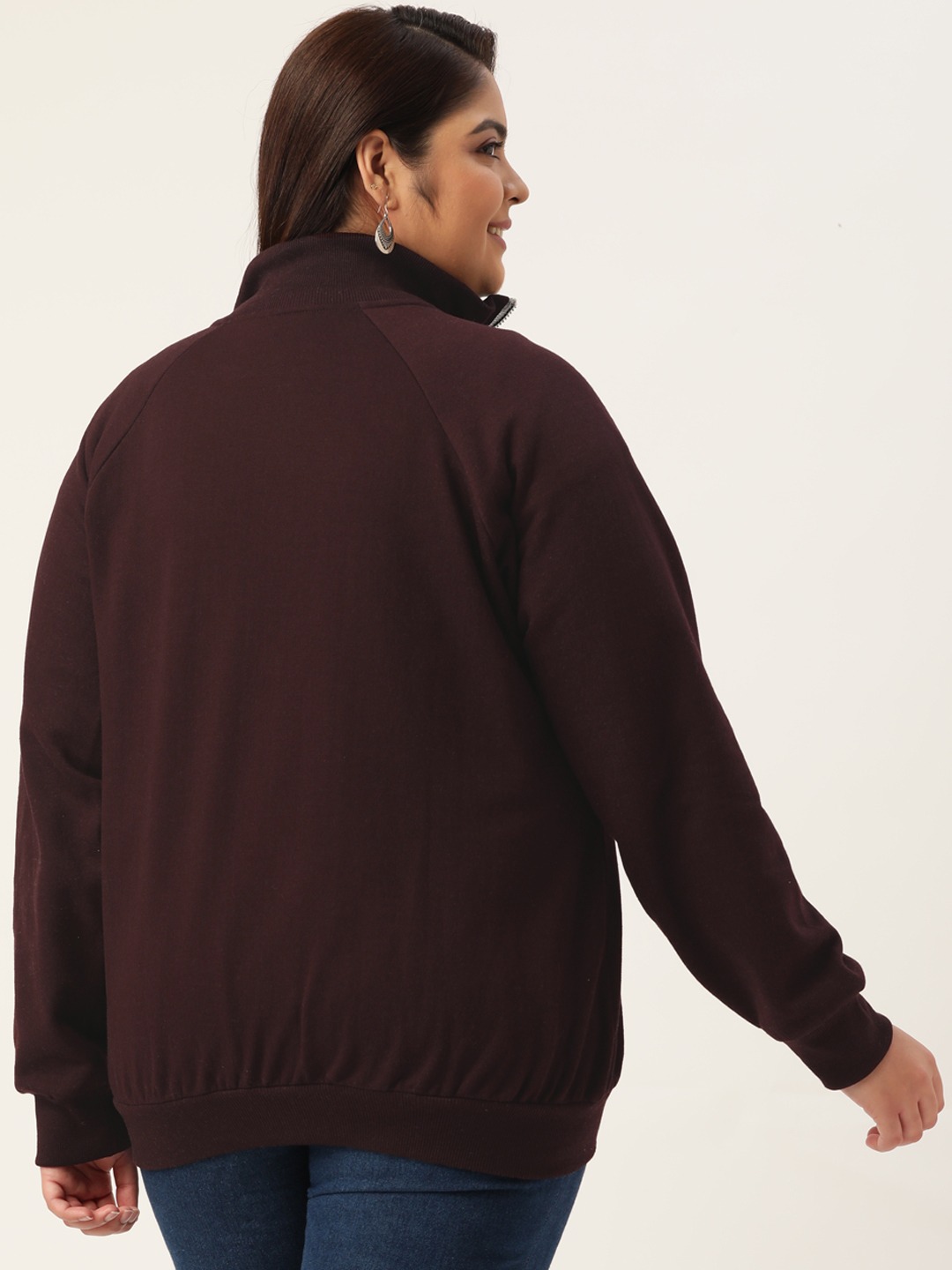 Women's Plus Size Plum Solid Color Longline Sporty Winter Jacket