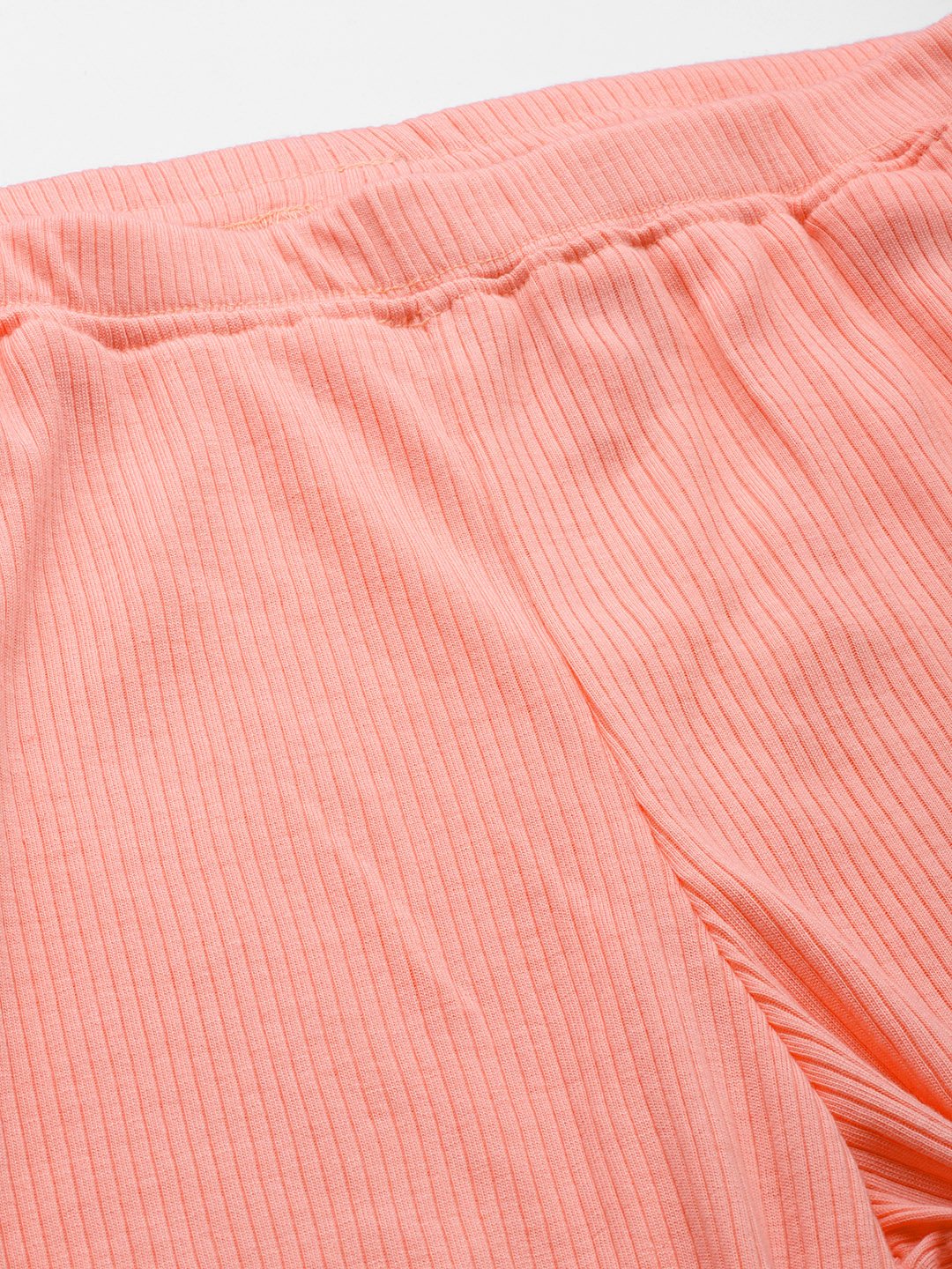 Women's Plus Size Pink Solid Color Cotton Ribbed Trouser