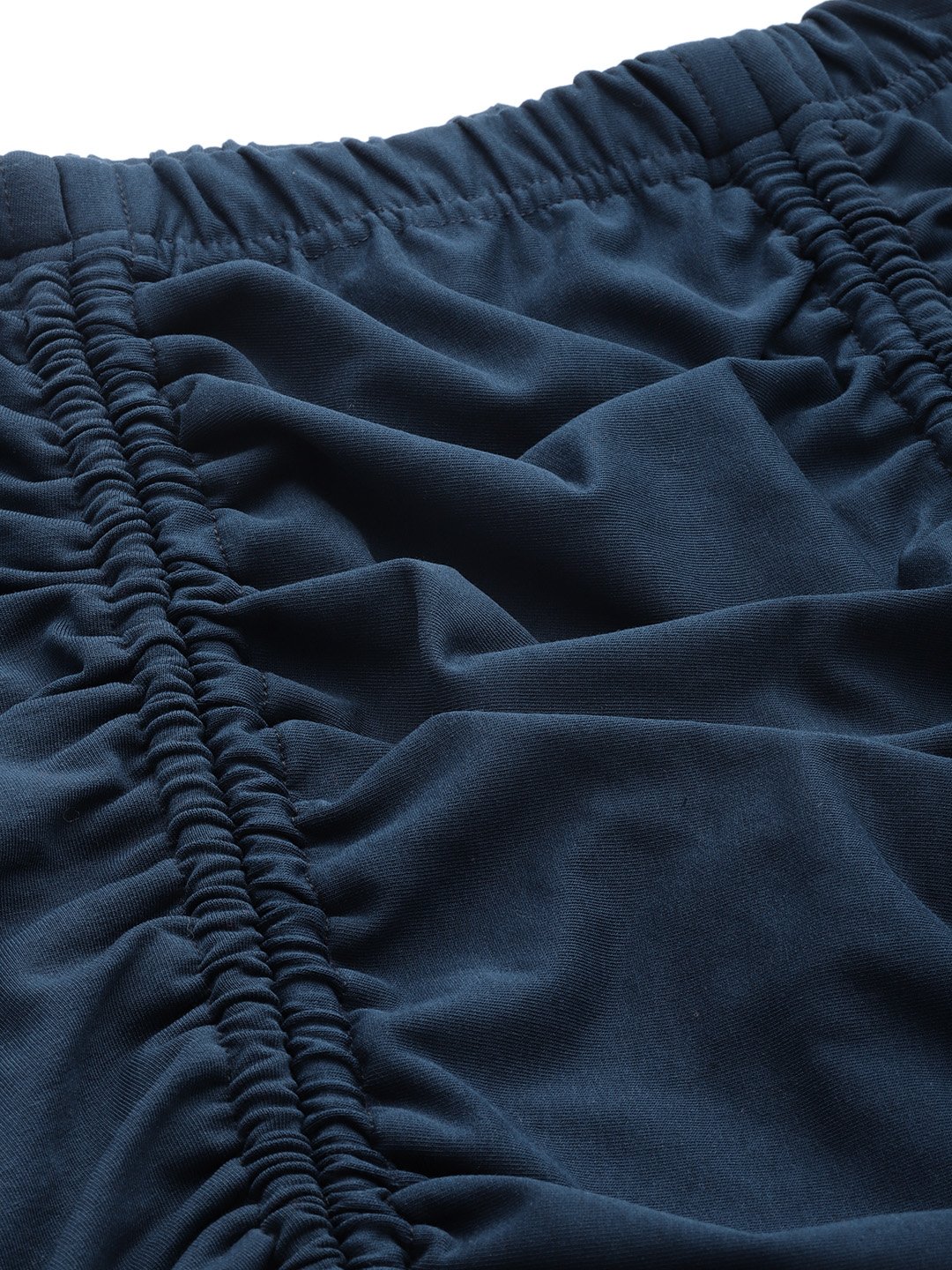Women's Plus Size InkBlue Solid Color Pleated Detail Midi Skirt