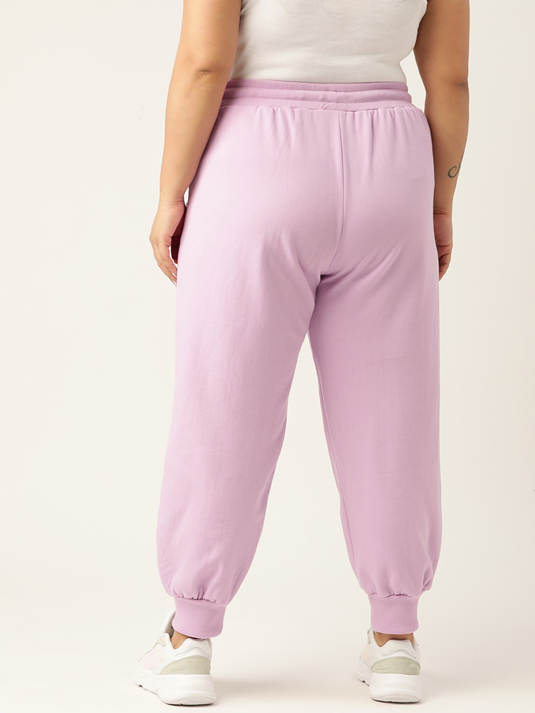 Women's Plus Size Lilac Solid Color Tapered Winter Jogger