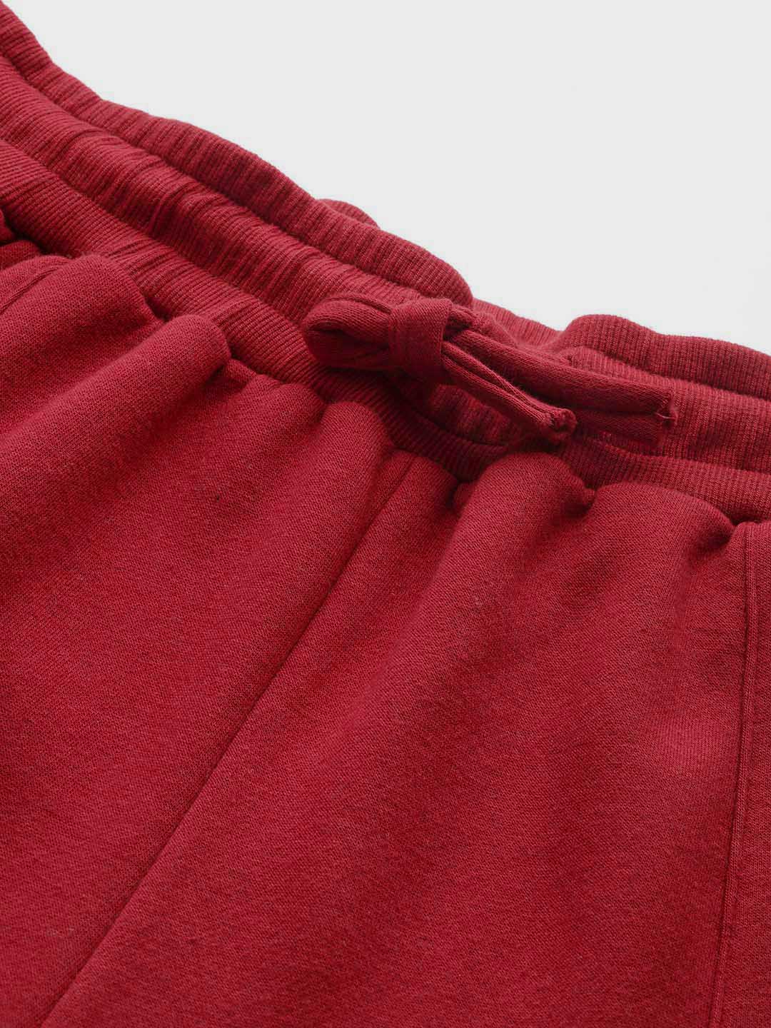 Women's Plus Size Maroon Solid Color Tapered Winter Jogger