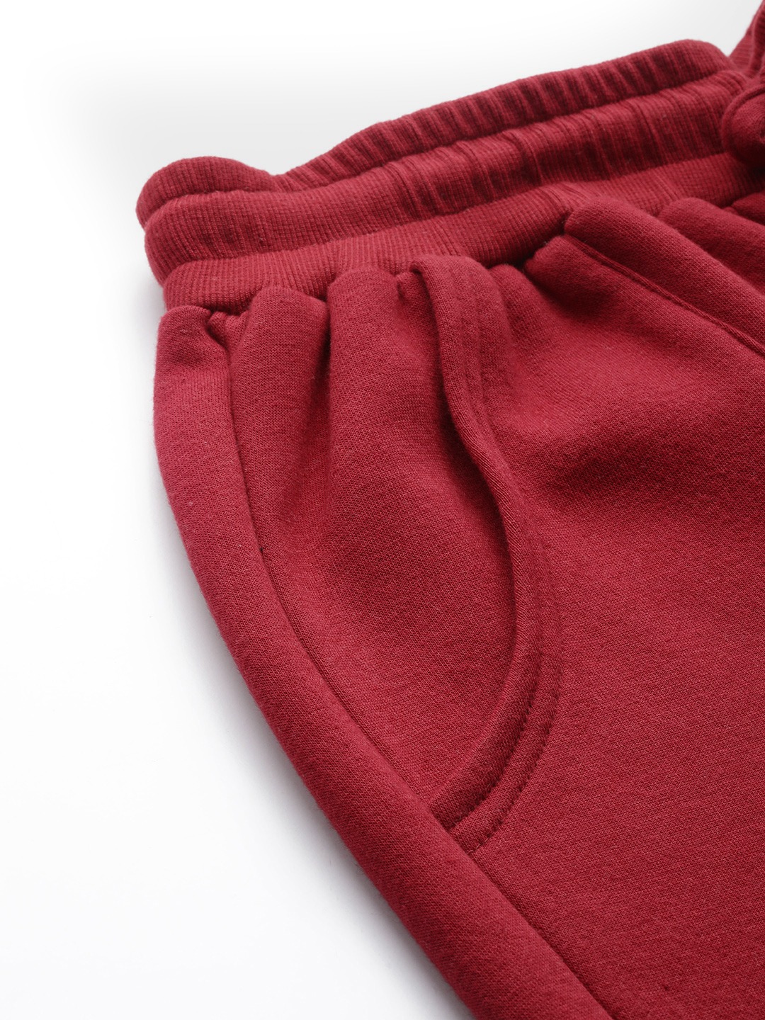 Women's Plus Size Maroon Solid Color Tapered Winter Jogger