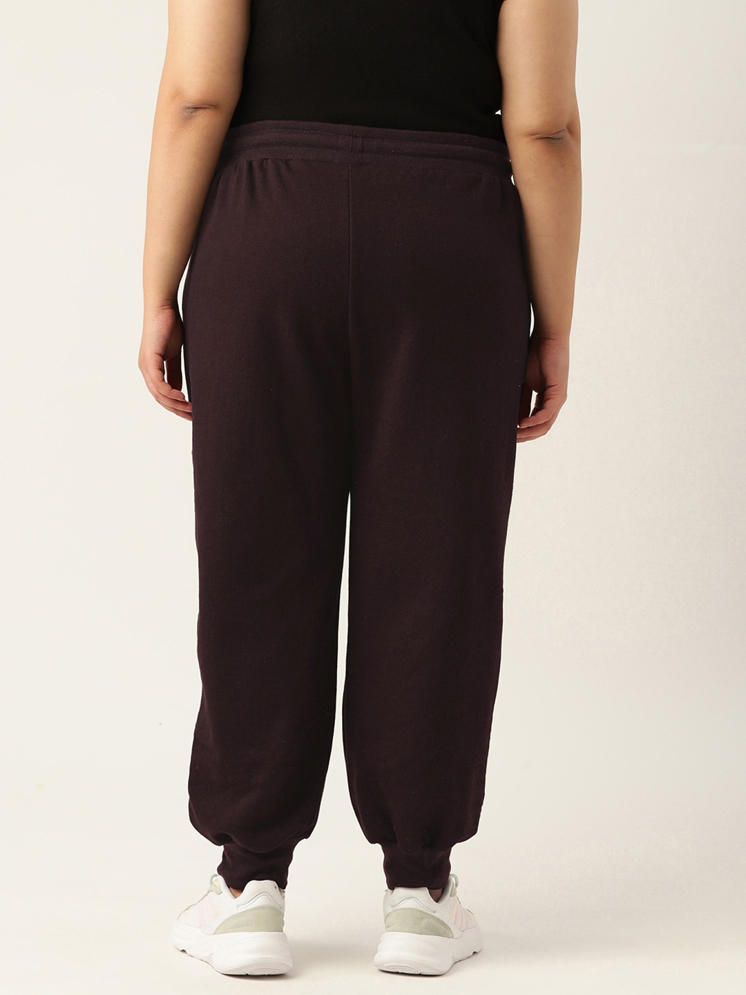 Women's Plus Size Plum Solid Color Tapered Winter Jogger