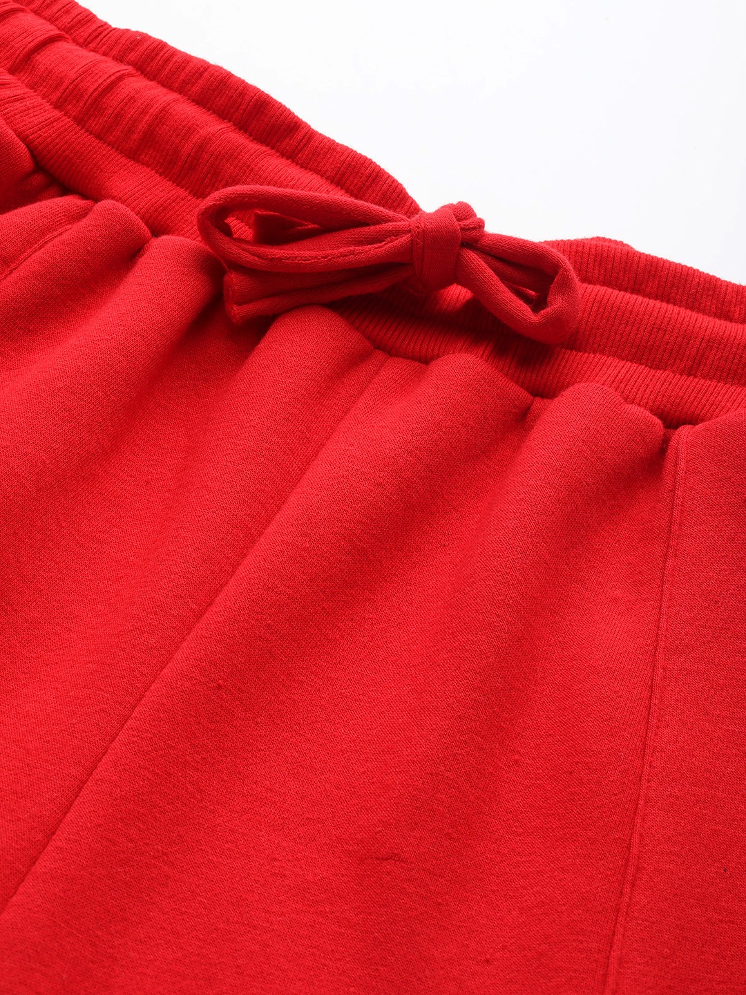 Women's Plus Size Red Solid Color Tapered Winter Jogger