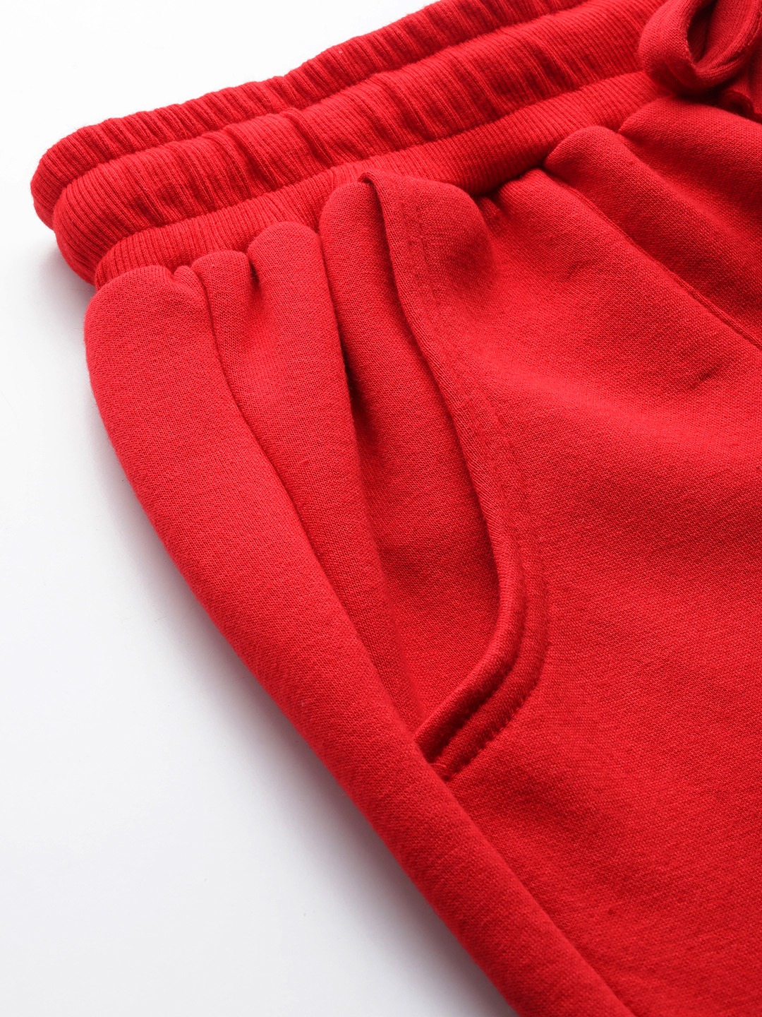 Women's Plus Size Red Solid Color Tapered Winter Jogger