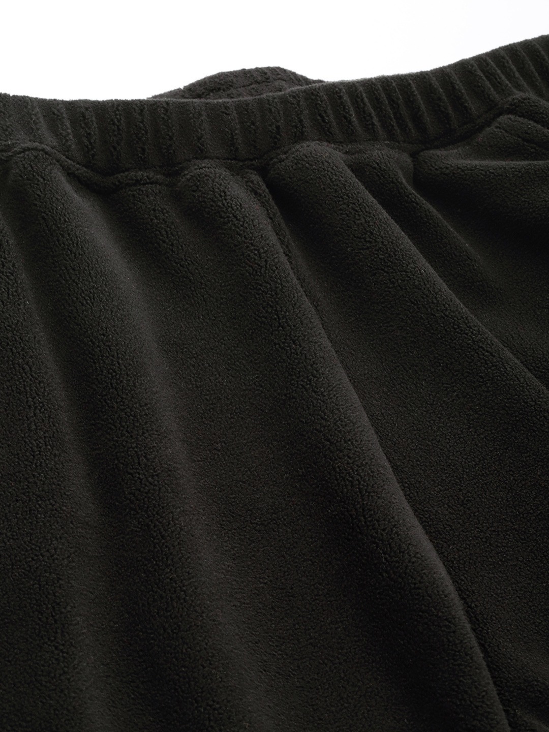 Women's Plus Size Black Solid Color High-Rise Winter Trouser