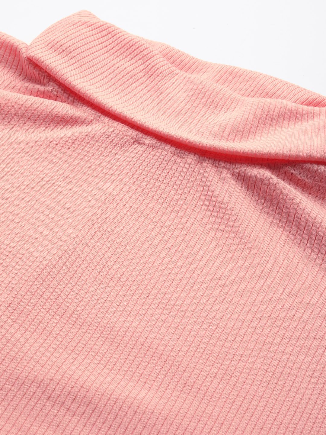 Women's Plus SizePink Solid Color High Neck Cotton Top