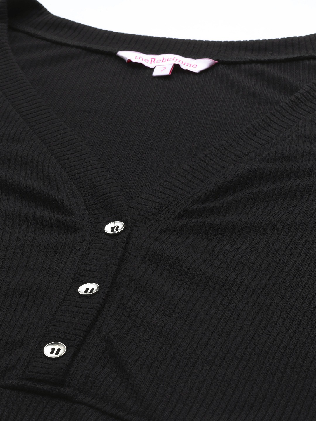 Women's Plus Size Black Solid Color Cotton Knitted Ribbed Top