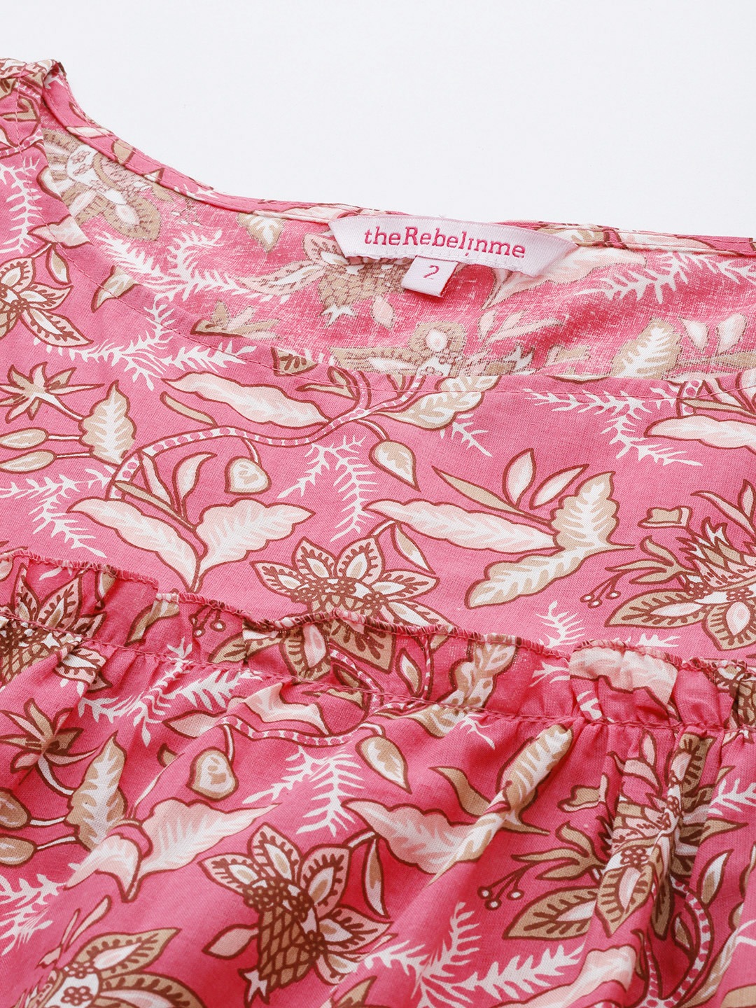 Women's Plus Size Fuchsia Floral Print Cotton Longline Top