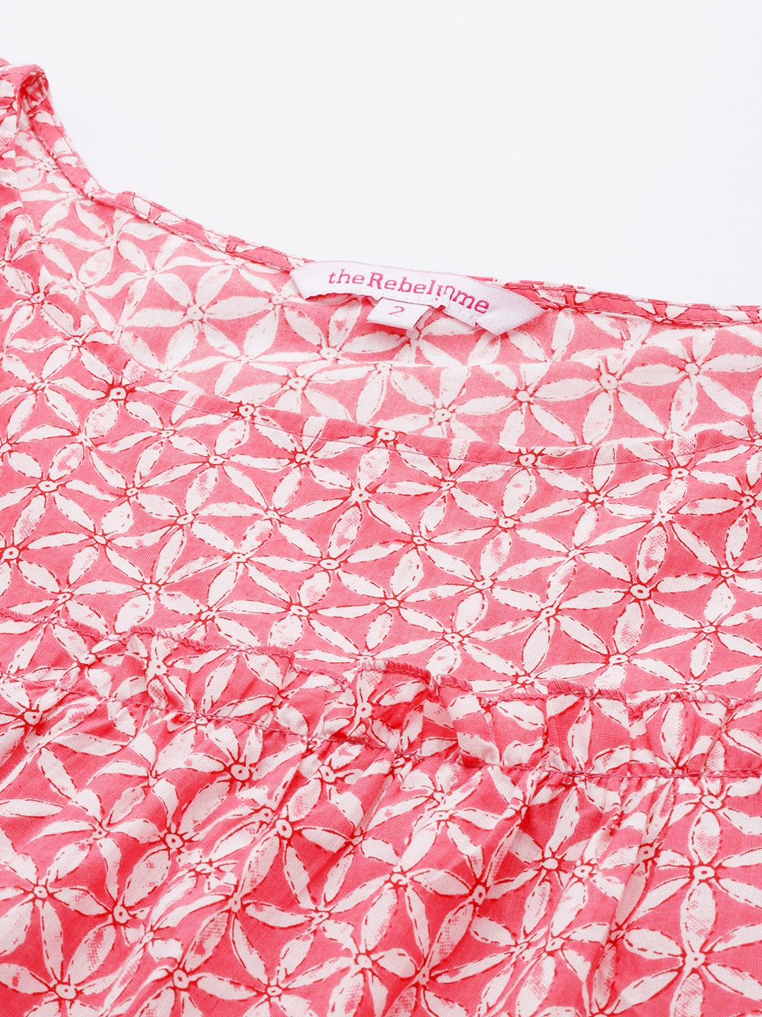 Women's Plus Size Pink Floral Print Cotton Longline Top