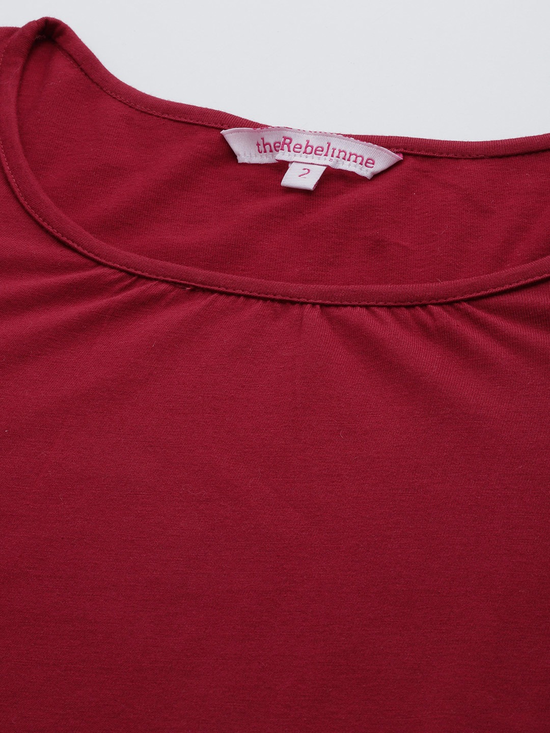 Women's Plus Size Maroon Colourblocked A-Line Midi Cotton Dress