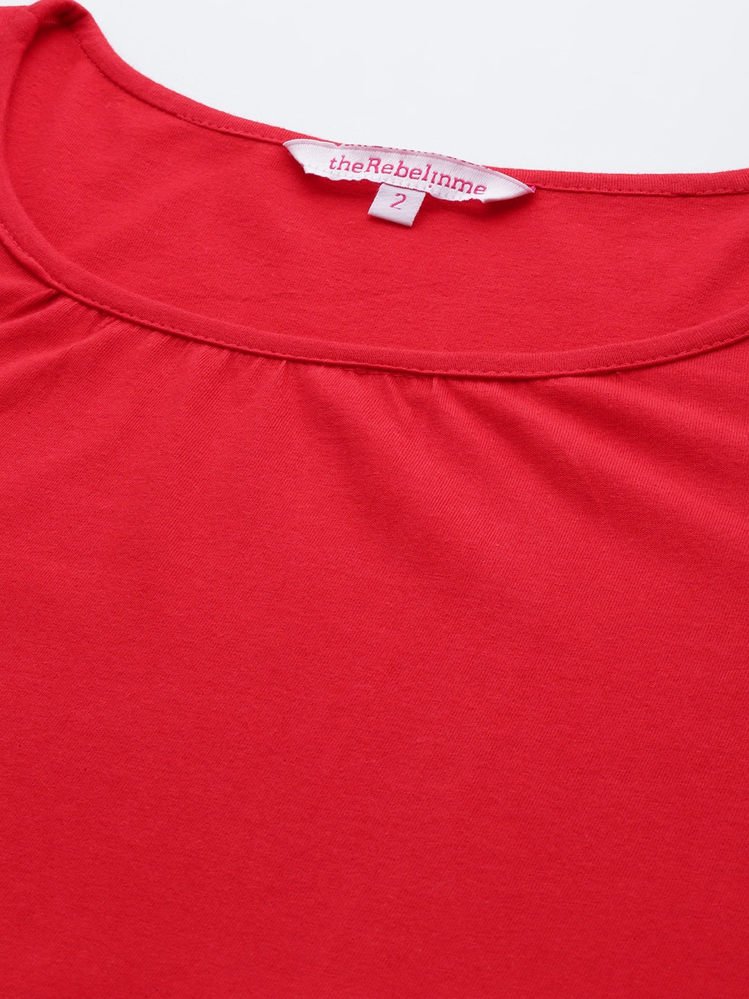 Women's Plus Size Red Colourblocked A-Line Midi Cotton Dress