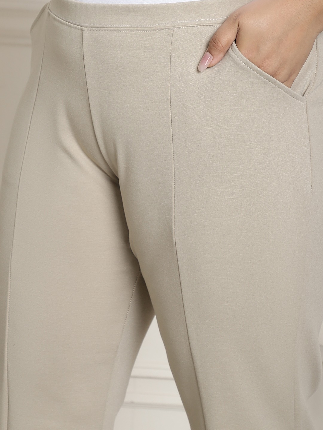 Women's Plus Size Stone Solid Color Bootcut Straight Fit Trouser