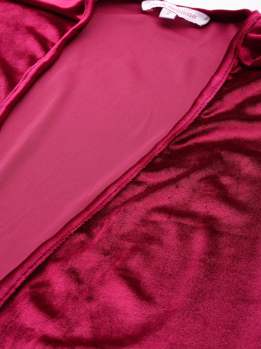 Women's Plus Size Red Solid Color Velvet Shrug With Trouser