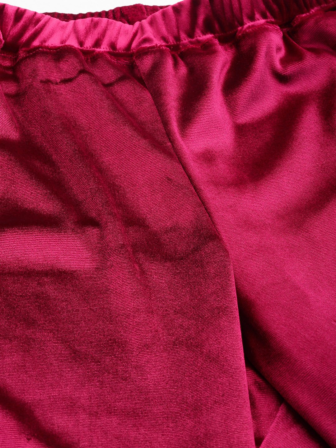Women's Plus Size Red Solid Color Velvet Shrug With Trouser