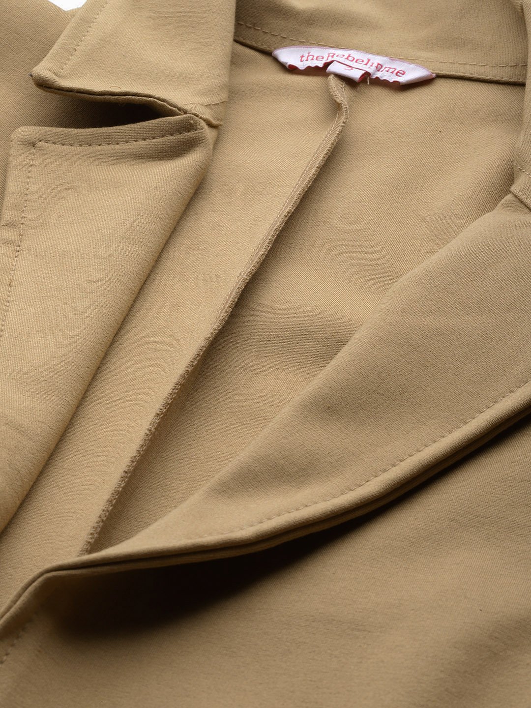 Women's Plus Size Beige Solid Color Shrug With Flared Trouser