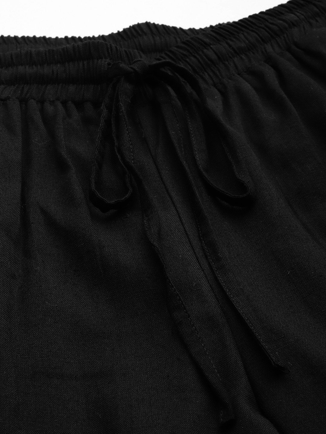 Women's Plus Size Black Solid Color Linen Trouser