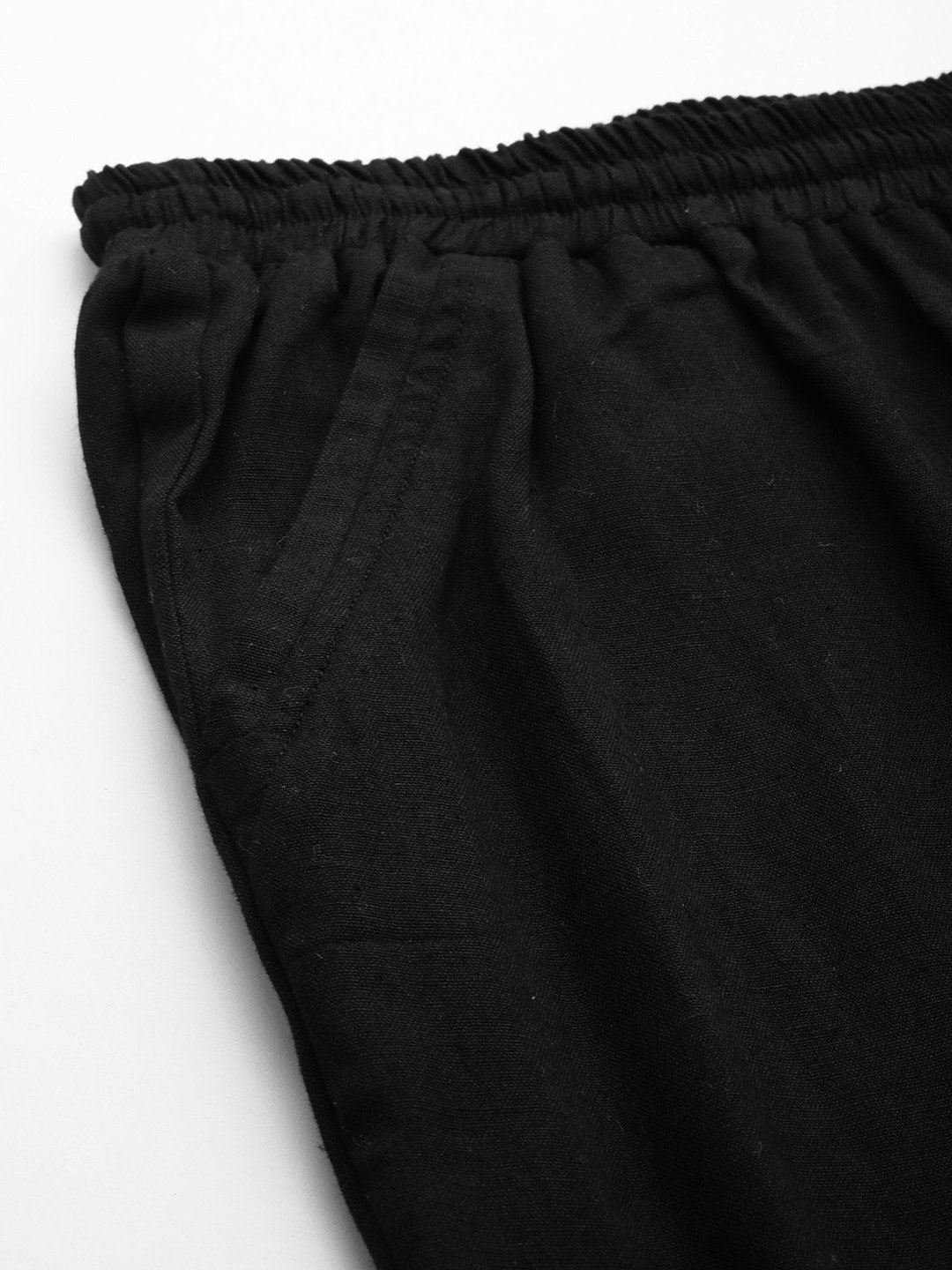Women's Plus Size Black Solid Color Linen Trouser