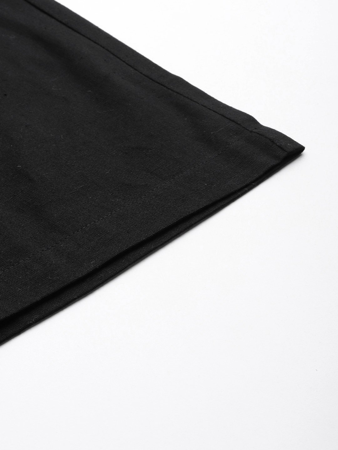 Women's Plus Size Black Solid Color Linen Trouser