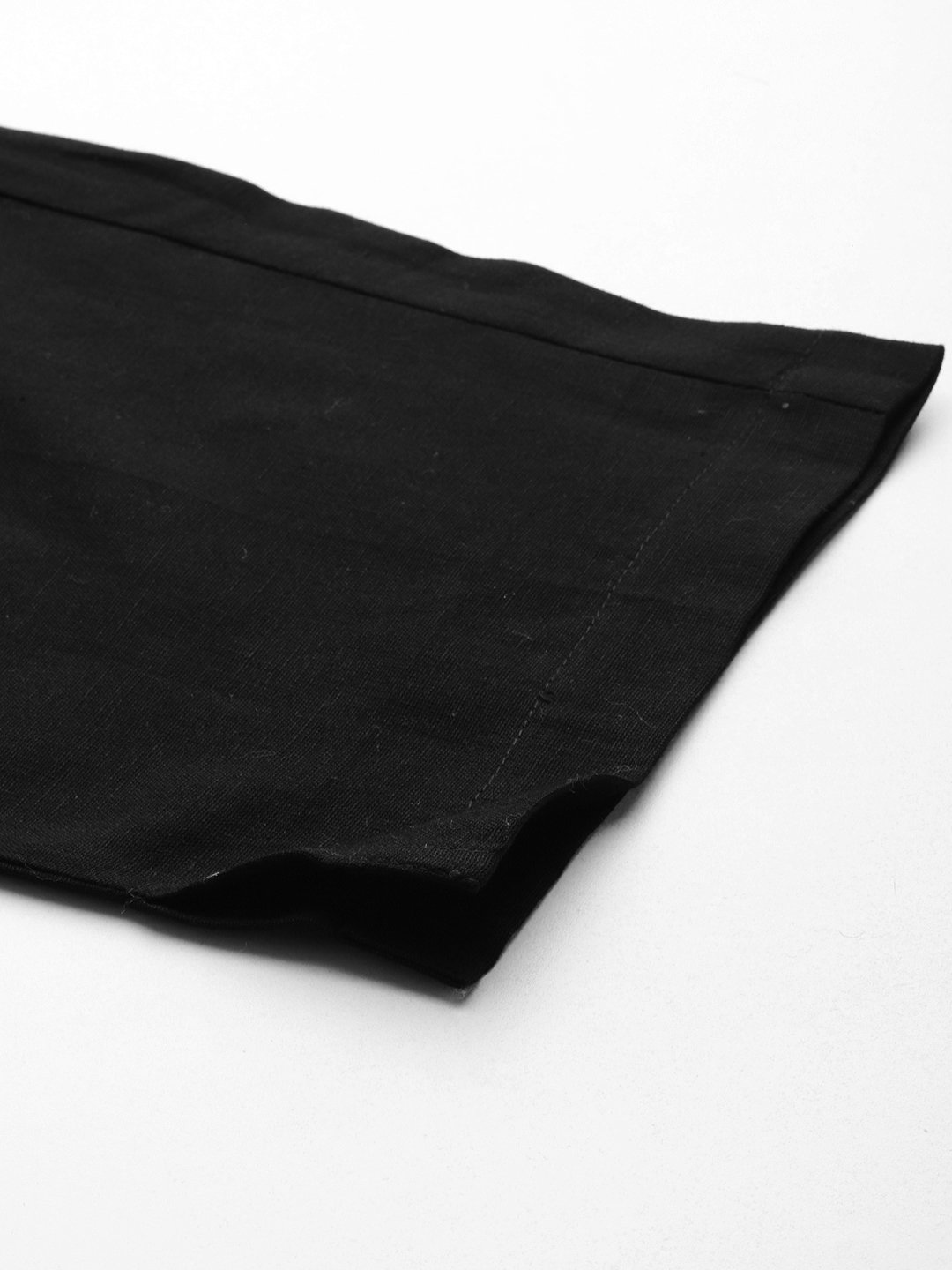 Women's Plus Size Black Solid Color Tapered Trouser Linen Trouser