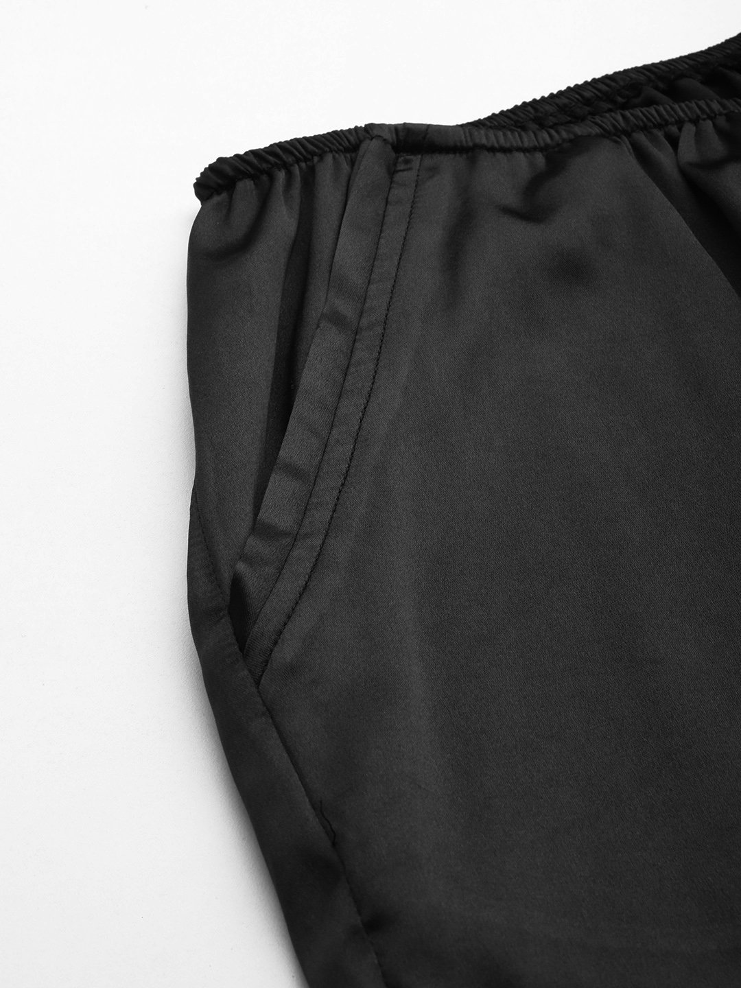 Women's Plus Size Black Solid Color High Rise Satin Trouser
