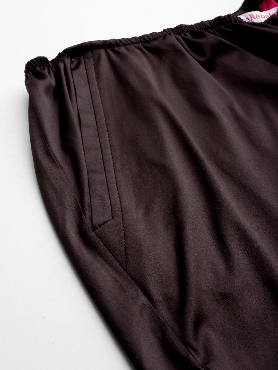 Women's Plus Size Brown Solid Color High Rise Satin Trouser