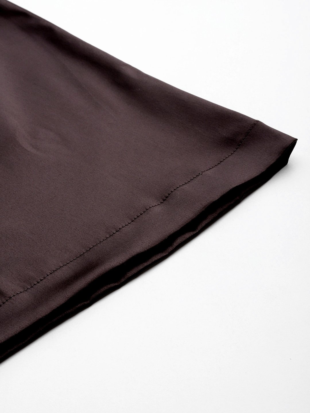 Women's Plus Size Brown Solid Color High Rise Satin Trouser