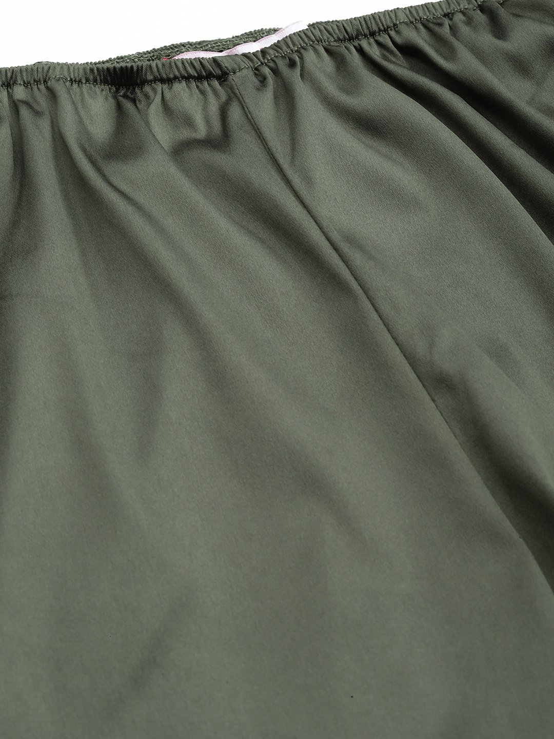 Women's Plus Size Olive Solid Color High Rise Satin Trouser
